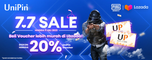 Promo Diskon Hingga 20% Voucher UniPin di 7.7 Sale Lazada 2023